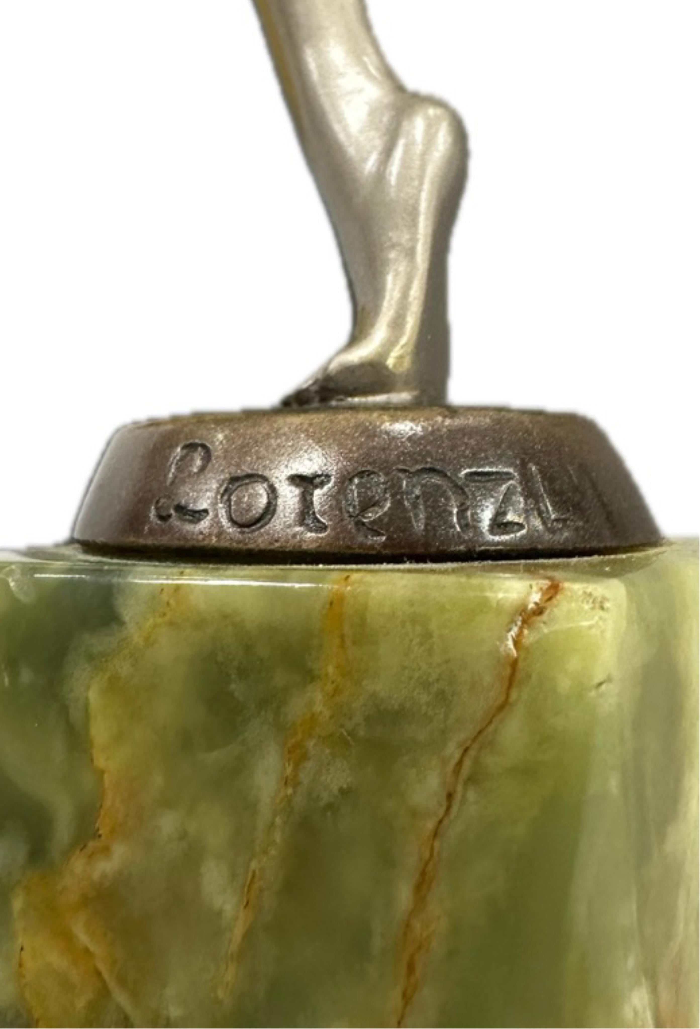 Josef Lorenzl (Austrian, 1892-1950): An Art Deco silvered bronze model of a dancer